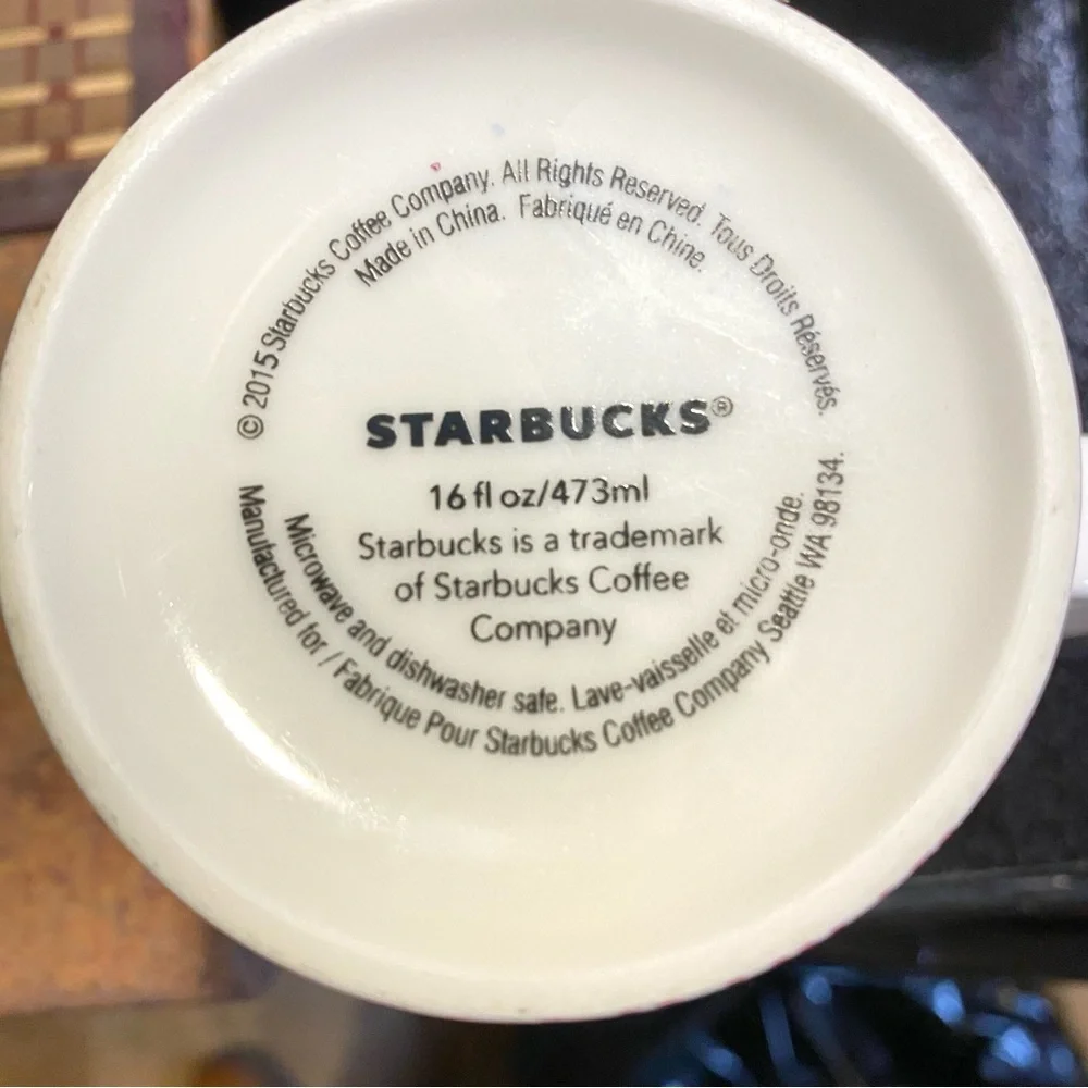 Starbucks Tropical Lemon Etched Fruit Ceramic White and Yellow Coffee Cup 16oz - Picture 5 of 5
